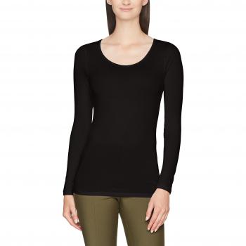 SELECTED FEMME Sfmio Ls Scoop Neck Tee-Noos, Camisa Manga Larga para Mujer, Negro