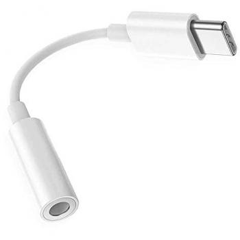 Adaptador USB Tipo C Macho a Jack 3.5mm TRRS OMTP Hembra Blanco Mini Cable Conversor Audio Estéreo