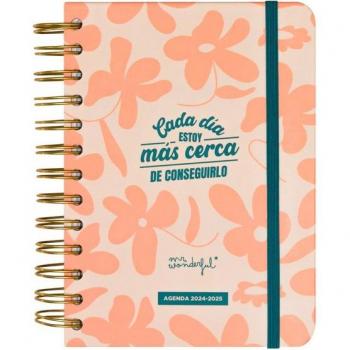 Agenda escolar 2024-2025 diaria Mr. Wonderful - Cada día estoy más cerca de conseguirlo, formato pequeño, diseño atractivo y motivacional, páginas diarias para planificación, incluye secciones para notas y objetivos