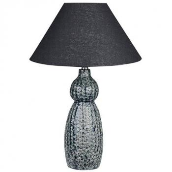 Lámpara de mesa MATINA de cerámica azul oscuro y negro, 60 cm, con pantalla de tela para iluminación ambiental