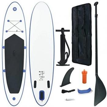 vidaXL Juego de Tabla de Paddle Surf Hinchable Azul/Blanco Deportes Acuáticos
