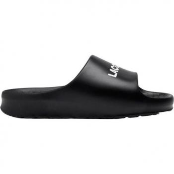 Chanclas Lacoste Serve Slide 2.0 de mujer, color negro, diseño cómodo y elegante, suela antideslizante, material sintético resistente al agua, plantilla acolchada para mayor confort