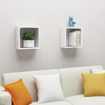 vidaXL Wall Cube Shelves - 2 pcs, White, 30x15x30 cm