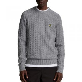 Lyle & Scott Men's Cable Crew Neck Jumper - Grey - Extra Large