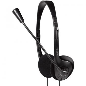 LogiLink Wired Stereo Headset with Boom Microphone and 3.5mm Jack