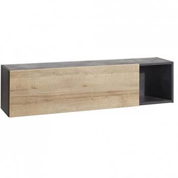 Unidad de pared Vittoria con 1 puerta y 1 compartimento, dimensiones 140x30 cm, altura 35 cm, acabado roble/antracita