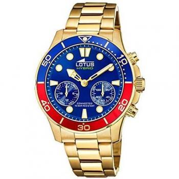 Lotus Reloj Modelo 18802/3 de la colección Connected, Caja de 44,5 mm Azul con Correa de Acero Chapado para Caballero