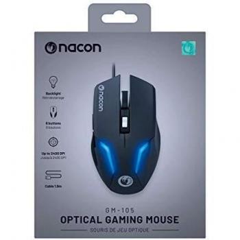 Nacon - Ratón Gaming PCGM-105 Con Luz Azul, 6 Botones, 800 a 2400 DPI, USB Plug & Play, 1.5 M