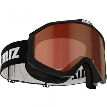 Máscara de Esquí Bliz Liner Unisex Negra y Blanca con Lente Espejada Naranja CAT2