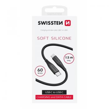 Cable de Datos Silicona Suave USB-C / USB-C 1.5m 60W Negro