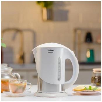 Hervidor eléctrico Zelmer ZCK7630I, tetera eléctrica de 1,7 litros, 1850 W, color crema con detalles en plata y blanco