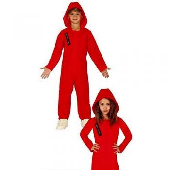 Disfraz Infantil Casa de Papel Talla 7-9 Años Traje Rojo con Capucha