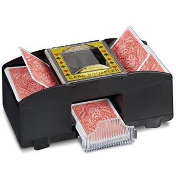 Máquina Mezcladora de Cartas Relaxdays para 2 Barajas, Funciona a Pilas, Compatible con Cartas de hasta 90 mm, Plástico, Color Negro