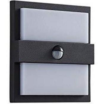 Aplique LED cuadrado Lucande Gylfi con sensor, moderno, gris, hecho de aluminio