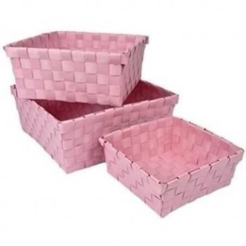 Interior trenzado sin problemas 6GMB267RS carrito Set de 3 Powder Pink 21,5 x 21,5 x 9 cm