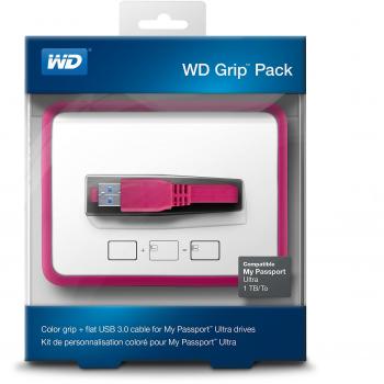 WD Grip Pack  - Marco de goma y  cable USB 3.0 para My Passport Ultra 1TB, fucsia