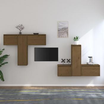 vidaXL Muebles para TV 6 piezas madera maciza de pino miel
