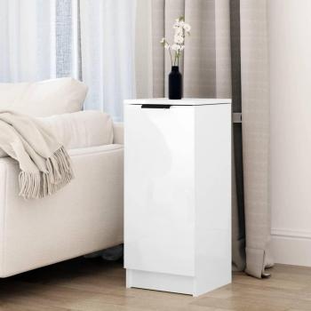 Aparador de madera multicapa blanco brillante 30x30x70 cm