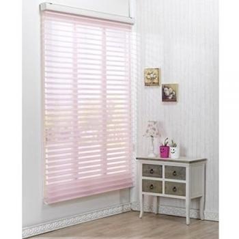 Winsharp Triple 55pd Persiana de tamaño personalizable, de rodillo, tela transparente, horizontal, poliéster y mezcla de poliéster, 07.Pink, W160 x H120