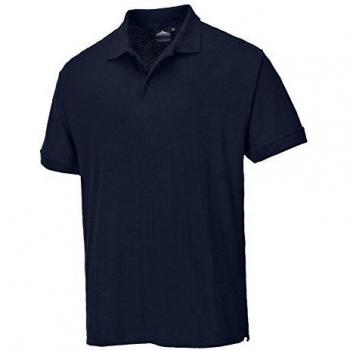Polo de Trabajo Portwest Naples B210, Corto, Tejido Piqué Polycotton, Color Marino Oscuro, Talla L, Con Cuello Ribeteado, Transpirable y Protección UV