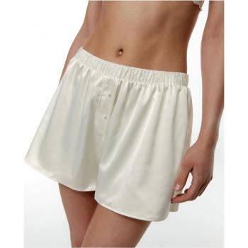 Short lencero de seda Black Limba con encaje floral