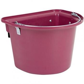 Comedero de Transporte Kerbl 12 L, Plástico con Gancho y Asa Metálica Rosado
