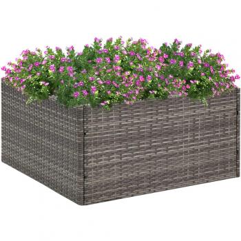 vidaXL Garden Planter Grey 80x80x40 cm Poly Rattan