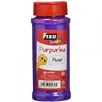 Fixo Kids 39135 - Bote de purpurina manualidades violeta fluorescente. 100 g. Útil dosificador tipo salero.