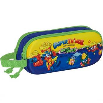 Estuche Escolar Superthings con Doble Compartimento y Diseño en Relieve 3D - Safta, 21x8x6 cm