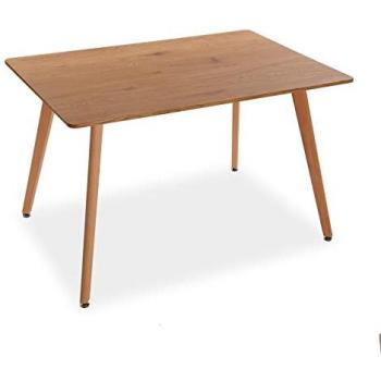 Mesa de Comedor Versa Martha para Cocina, Terraza, Jardín o Comedor, Medidas (Al x L x An) 75 x 120 x 80 cm, Materiales: Madera, PVC y Metal, Color Marrón
