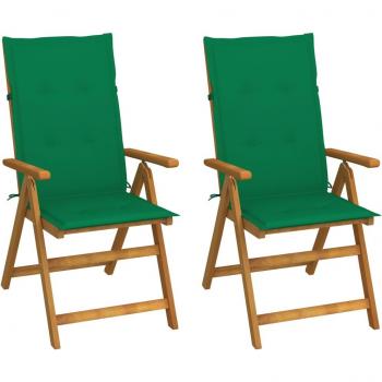 Reclining Garden Chairs Set of 2 with Cushions Solid Acacia Wood