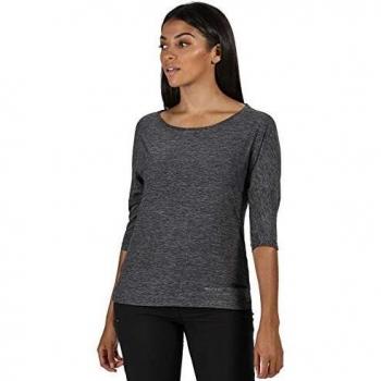 Regatta Pulser-Camiseta De Deporte De Manga Tres Cuartos Y Tejido De Secado Rápido T-Shirts/Polos/Vests, Mujer, Black, 10