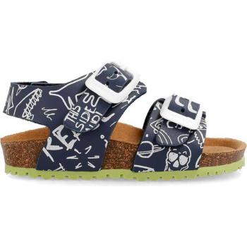 Sandalia Bio Azul Garvalin Puntera Abierta A-Azul y Bolimat - Sandalias de Niño con diseño ergonómico, suela antideslizante, material transpirable, cierre ajustable y plantilla acolchada
