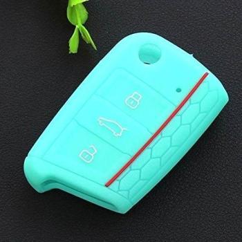 Suave silicona moda - Llave con mando a distancia carcasa de silicona para funda de silicona para VW Volkswagen Golf 7 Golf GTI VII MK7/Skoda Octavia A7 color azul oscuro