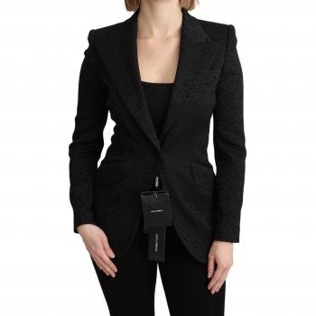 Elegant Black Brocade Single Breasted Blazer Jacket - IT36 | XS - Dolce & Gabbana, Female, Size: 3XS
