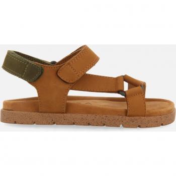 Gioseppo - Sandalias de niño de piel color cuero con doble cierre ajustable y acentos en caqui