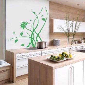 INDIGOS Vinilo Decorativo para Pared W340 zarcillo Flor de la Hoja de la Planta 80x69cm, Negro, 80x8x69 cm