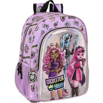 Mochila Monster High Best Boos 33cm Adaptable a Carro Safta con Bolsillos Laterales Portabotellas, Doble Tirador en Cremallera Principal, Hombreras y Espalda
