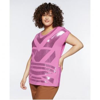 Camiseta de mujer de manga corta con bordado de lentejuelas