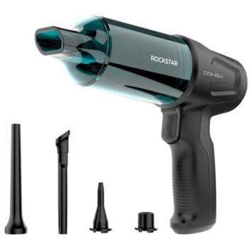 Aspirador de Mano Cecotec Conga Rockstar Micro Hand 80W, Potencia de Succión 12kPa, Sin Cable, 2 en 1 (Aspirado y Soplado), Autonomía 25 min,