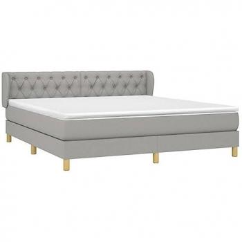 Cama box spring con colchón tapizado de muelles ensacados adaptable acolchado reversible en tela gris claro 160x200 cm