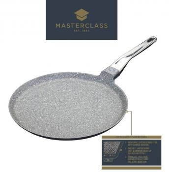 Sartén para Crepes de Aluminio Fundido Antiadherente, 28 cm, Apta para Inducción - Gris