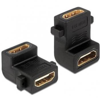 Adaptador HDMI A Hembra - Hembra 90 Grados Acodado con Conexión Roscada