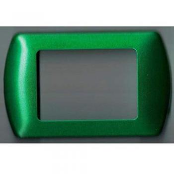 Placas ABS Compatibles para Tapa de Enchufe Master Modo Colorra - Verde Metalizado - 3 Foros