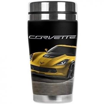 Mugzie Corvette C7 Yellow II Vette Travel Mug with Insulated Wetsuit Cover, 16 oz, Multicolor by Mugzie