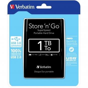 Verbatim 53023 - Disco Duro Externo de 1000 GB, Negro