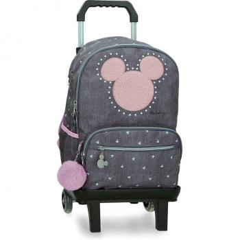 Mochila escolar Mickey studs doble compartimento con carro