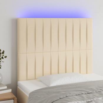 Cabecero de tela con luces LED 80x5x111/128 cm Crema
