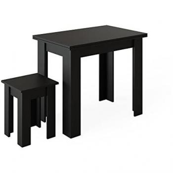Mesa de Comedor con Silla Roman, Negro, 90 x 60 cm