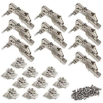 Emuca 1013107 Pack de 10 bisagras de cazoleta Ø35mm 165° cierre suave para puerta semi-solapada y suplementos Euro con regulación excéntrica